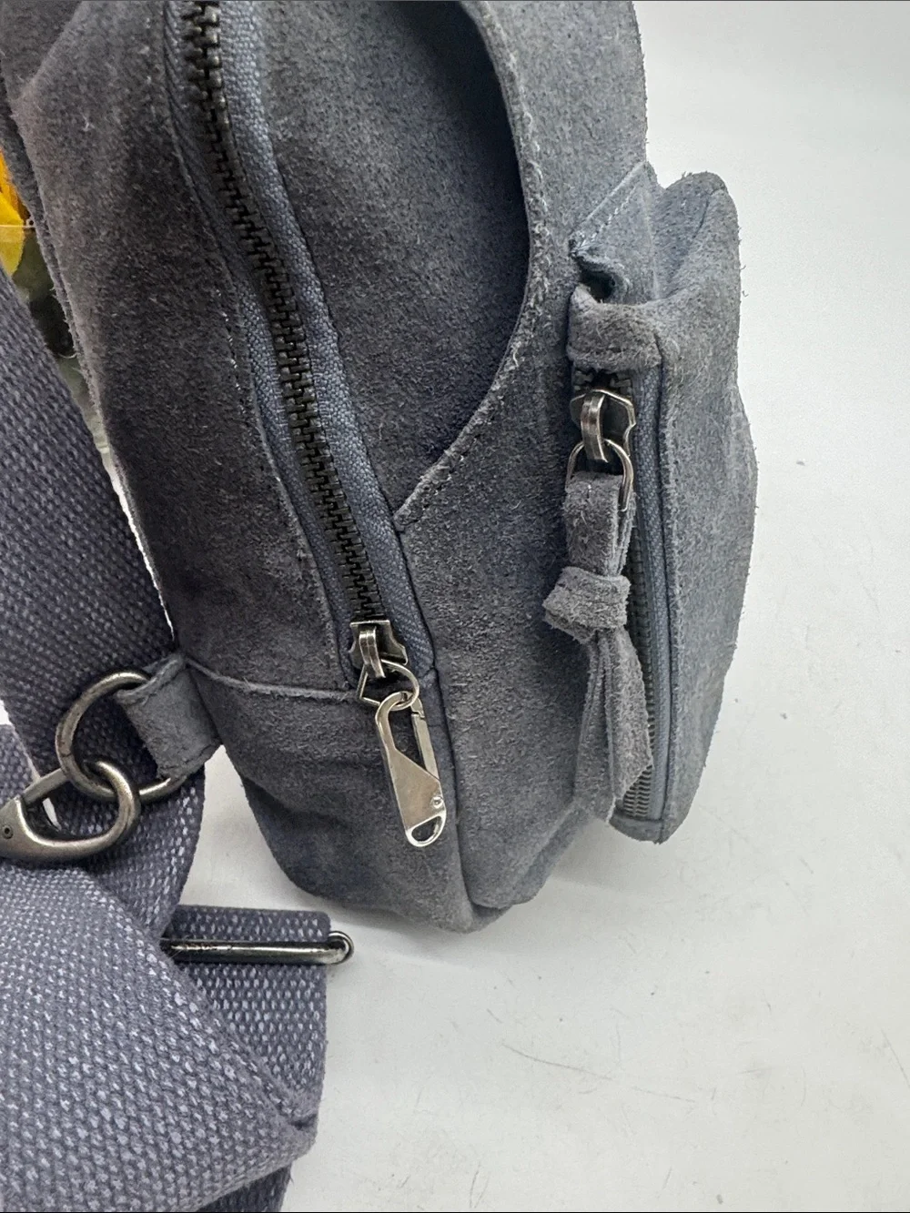 Free People Women's Gray Suede Crossbody Sling Bag - Casual Everyday Carry